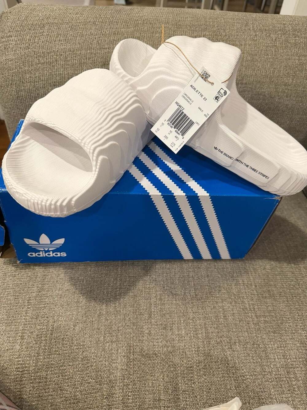 Adidas Adilette 22 Slides- white Size 10m